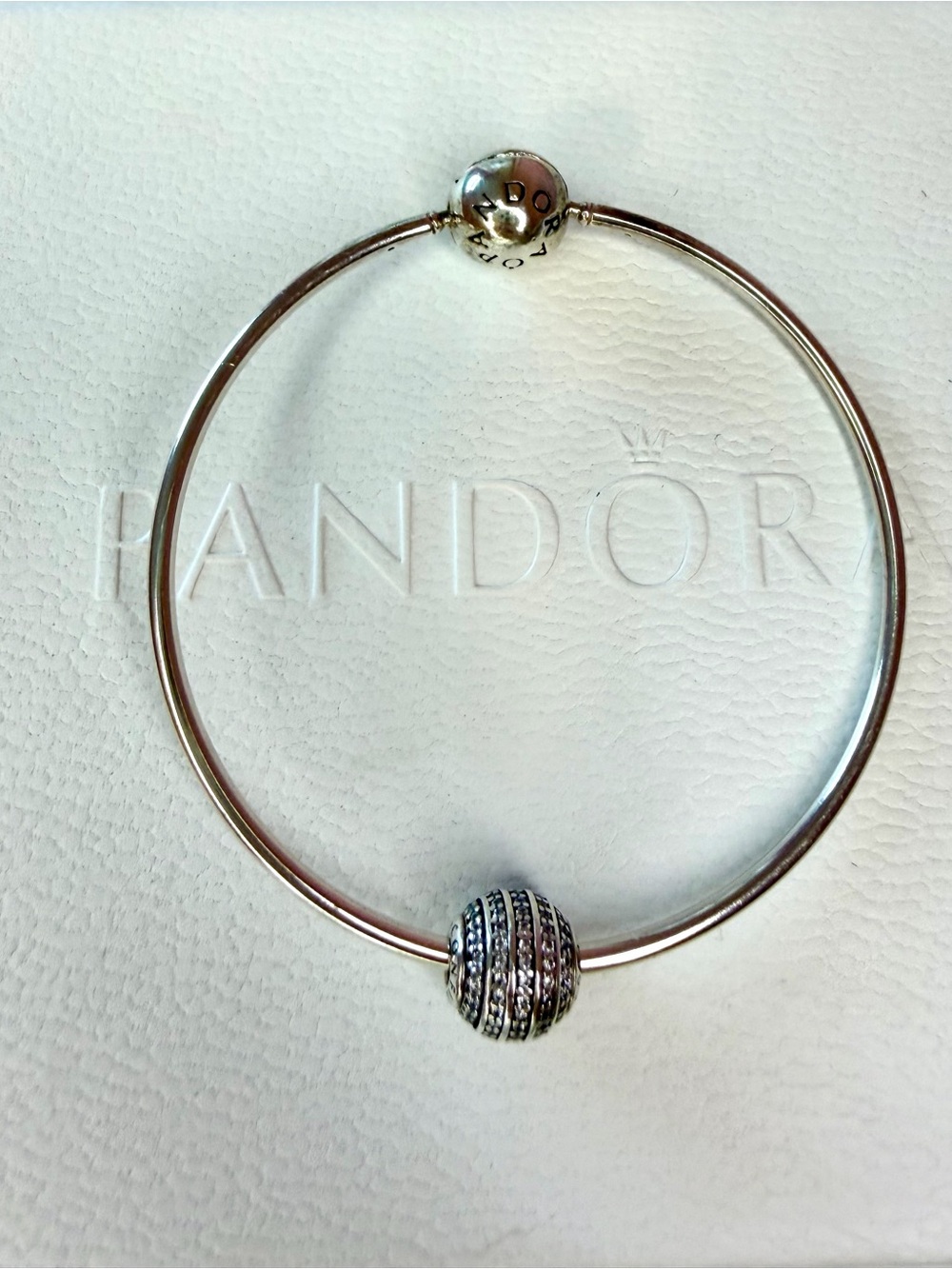 Pandora Essence Collection Pavé Bead Bangle Bracelet - Silver